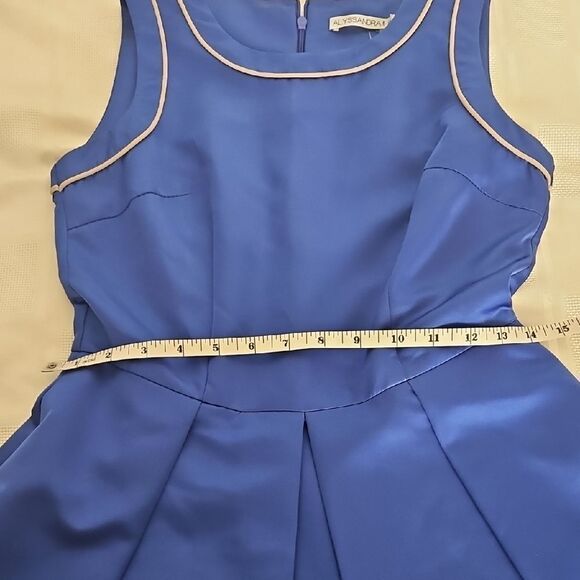 Royal Blue Fit and Flare Midi Dress for Wedding Guest - Picture 12 of 16